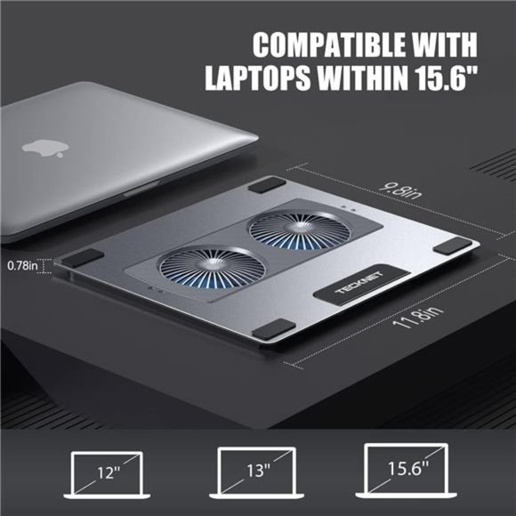 Laptop Cooling Pad, Adjustable Aluminum Laptop Stand, Portable Ultra-Slim Quiet - Picture 6 of 6